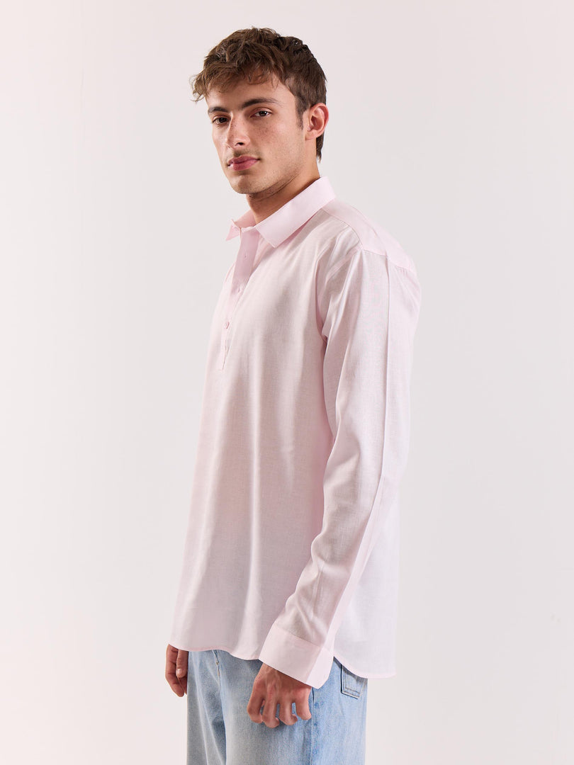 Light Pink Linen Blend Pullover