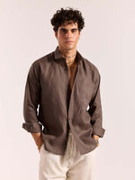 Load image into Gallery viewer, Dark Brown 60s Lea Linen Shirt