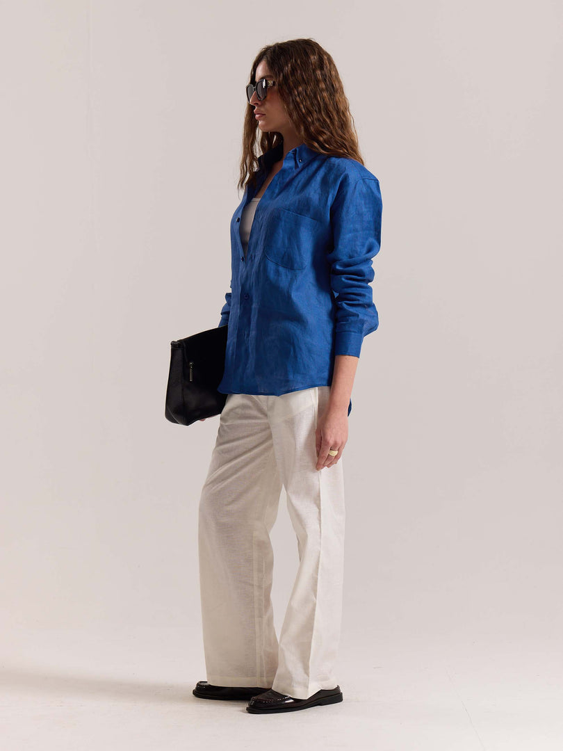 Cobalt Blue Irish Linen Shirt