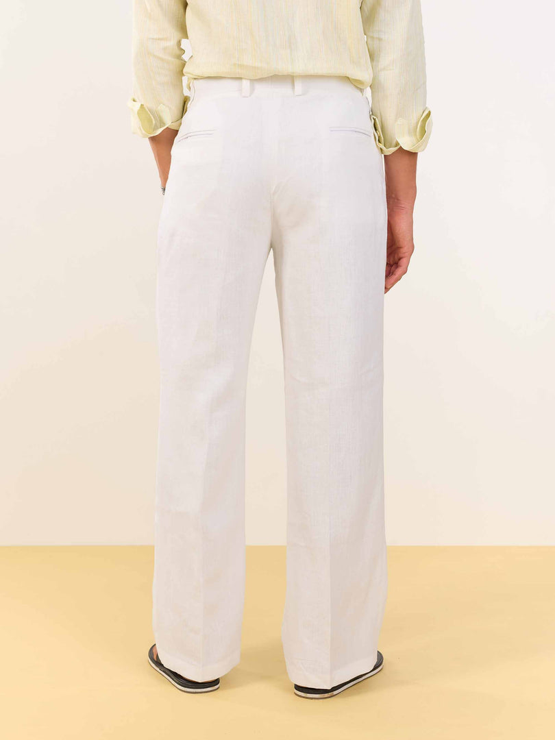 White Linen Baggy Fit Trousers (Pre-order)
