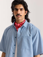 Load image into Gallery viewer, Dark Blue Checkered Cropped Shirt