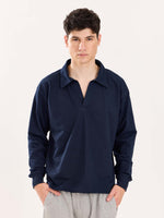 Load image into Gallery viewer, Navy Blue Terry Polo Tee
