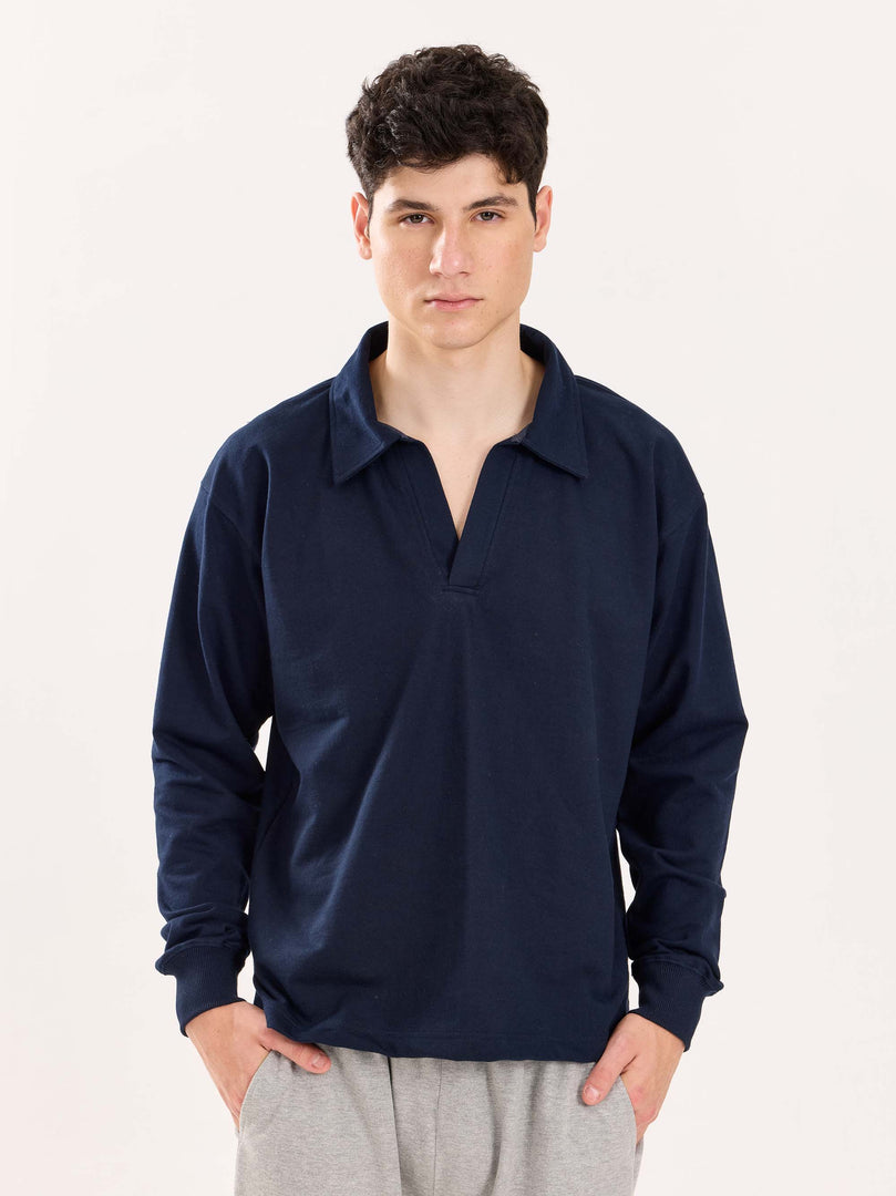 Navy Blue Terry Polo Tee