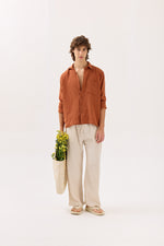 Load image into Gallery viewer, Rust Gauze Holiday Shirt

