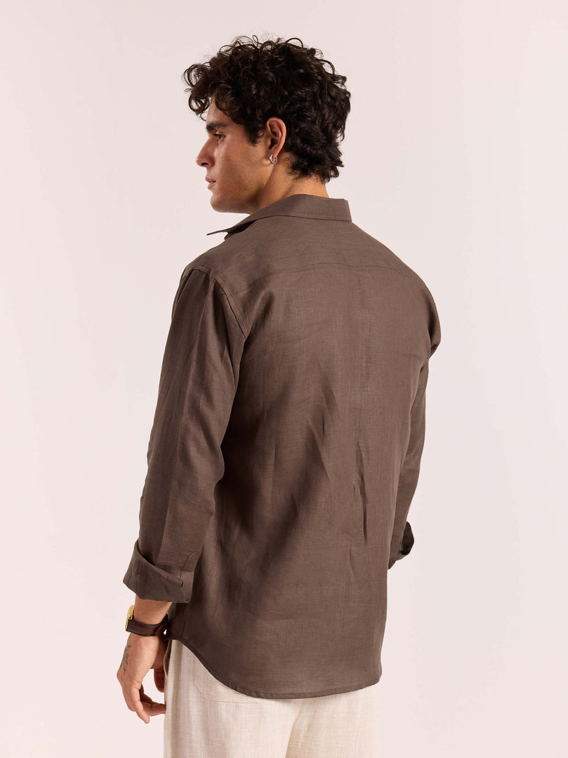 Dark Brown 60s Lea Linen Shirt