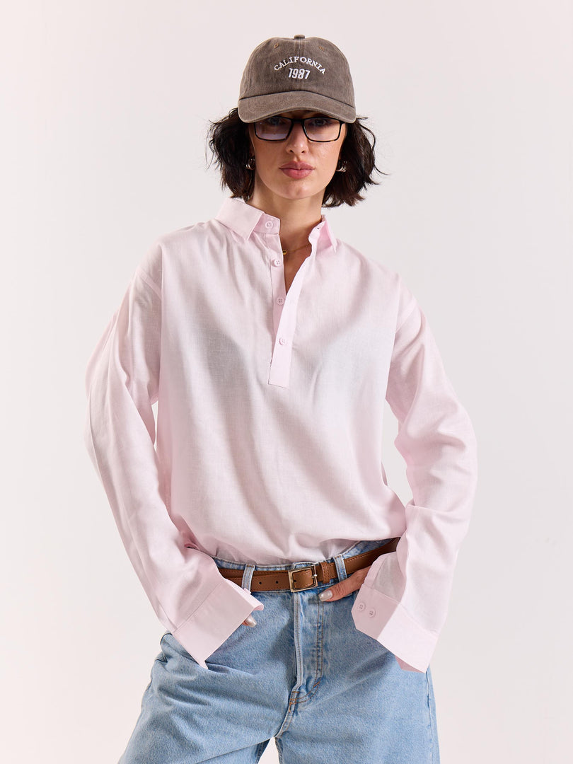 Light Pink Linen Blend Pullover