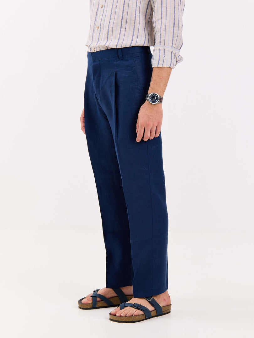 Dark Blue Linen Trousers