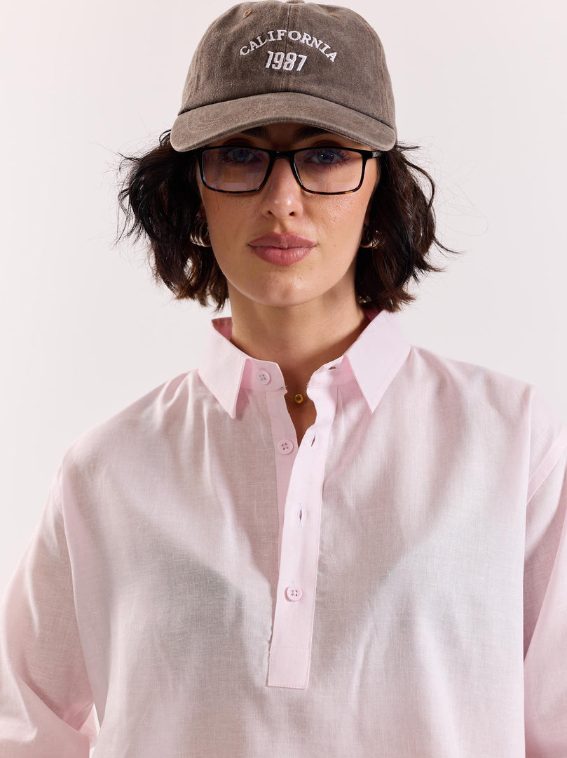 Light Pink Linen Blend Pullover