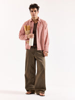 Load image into Gallery viewer, Dusty Pink Checkered Poplin Oversized Shirt