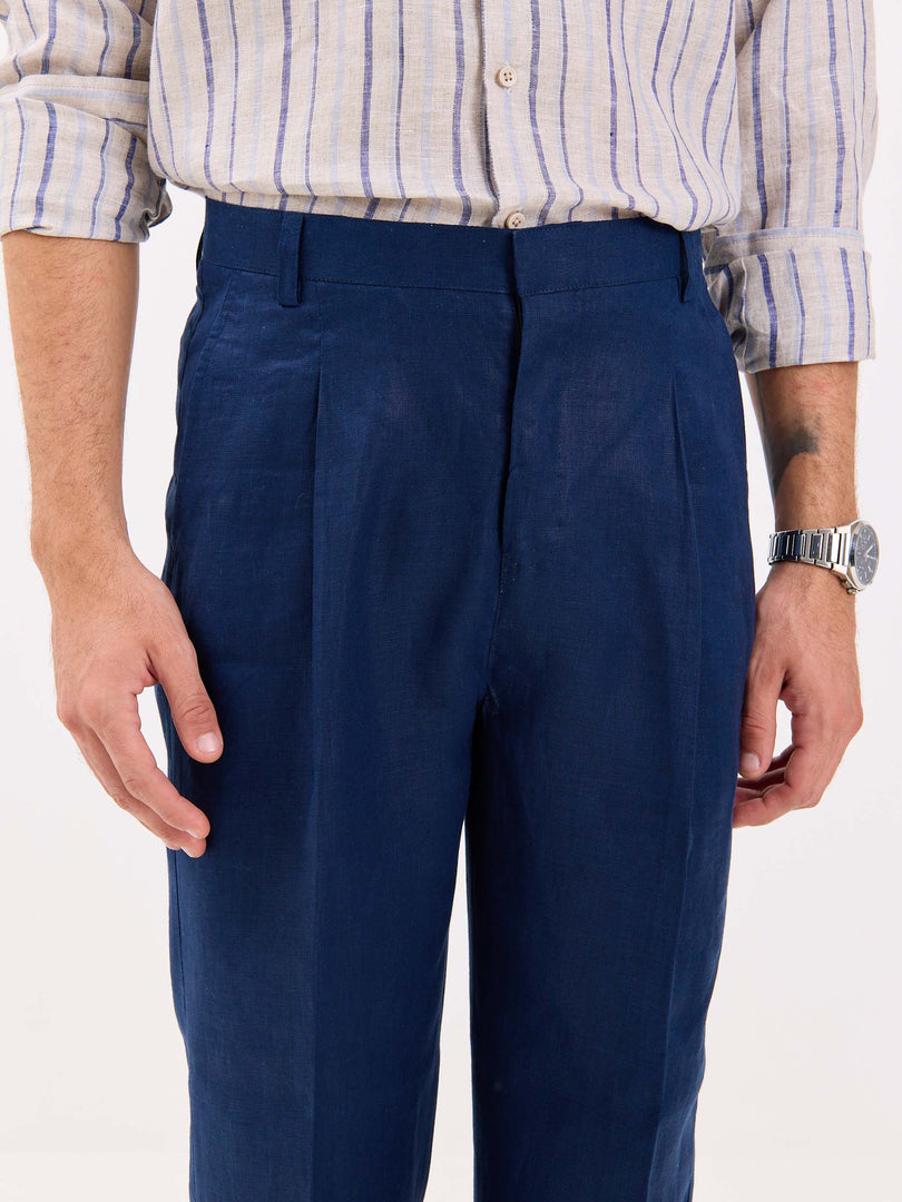 Dark Blue Linen Trousers