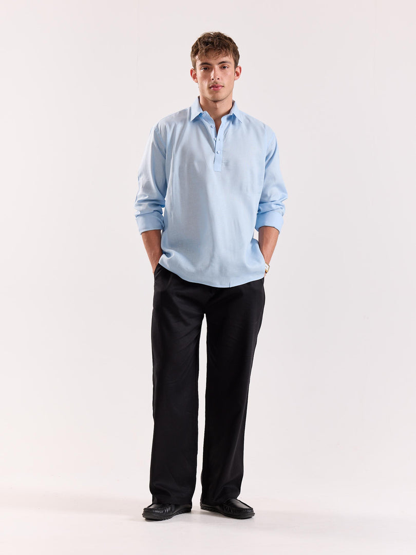 Sky Blue Linen Blend Pullover