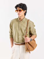 Load image into Gallery viewer, Pale Green Checked Irish Linen Shirt
