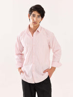 Load image into Gallery viewer, Peach &amp; White Striped Poplin Shirt

