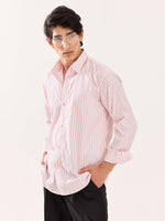 Load image into Gallery viewer, Peach &amp; White Striped Poplin Shirt
