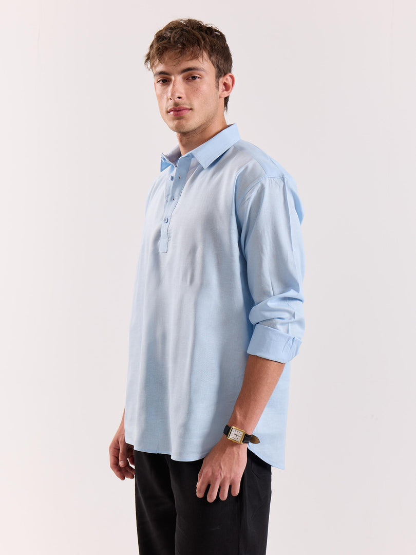 Sky Blue Linen Blend Pullover