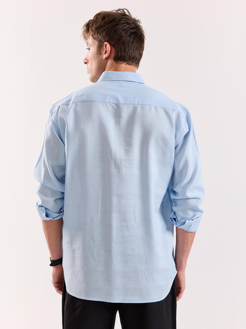Sky Blue Linen Blend Pullover