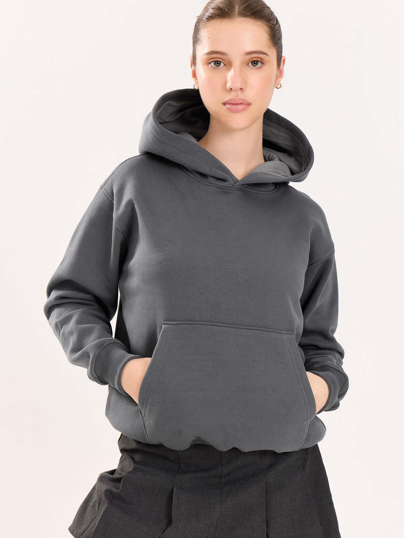 Dark Grey Cropped Fit Hoodie