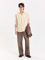 Relaxed Fit Mustard Striped Shirt