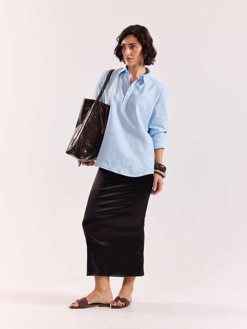 Sky Blue Linen Blend Pullover