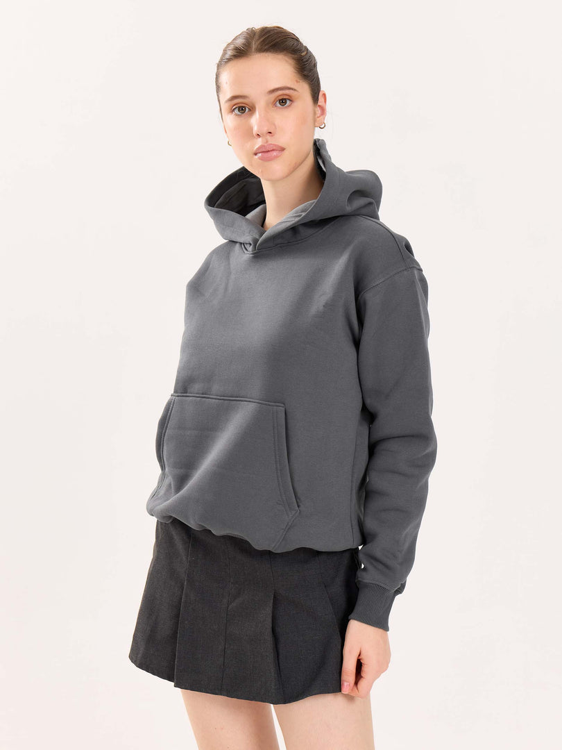 Dark Grey Cropped Fit Hoodie