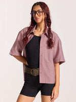 Load image into Gallery viewer, Burgundy Checkered Cropped Shirt