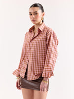 Load image into Gallery viewer, Dusty Pink Checkered Poplin Oversized Shirt
