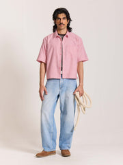 Pink Checkered Cropped Shirt