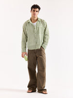 Load image into Gallery viewer, Matcha Seersucker Oversized Shirt