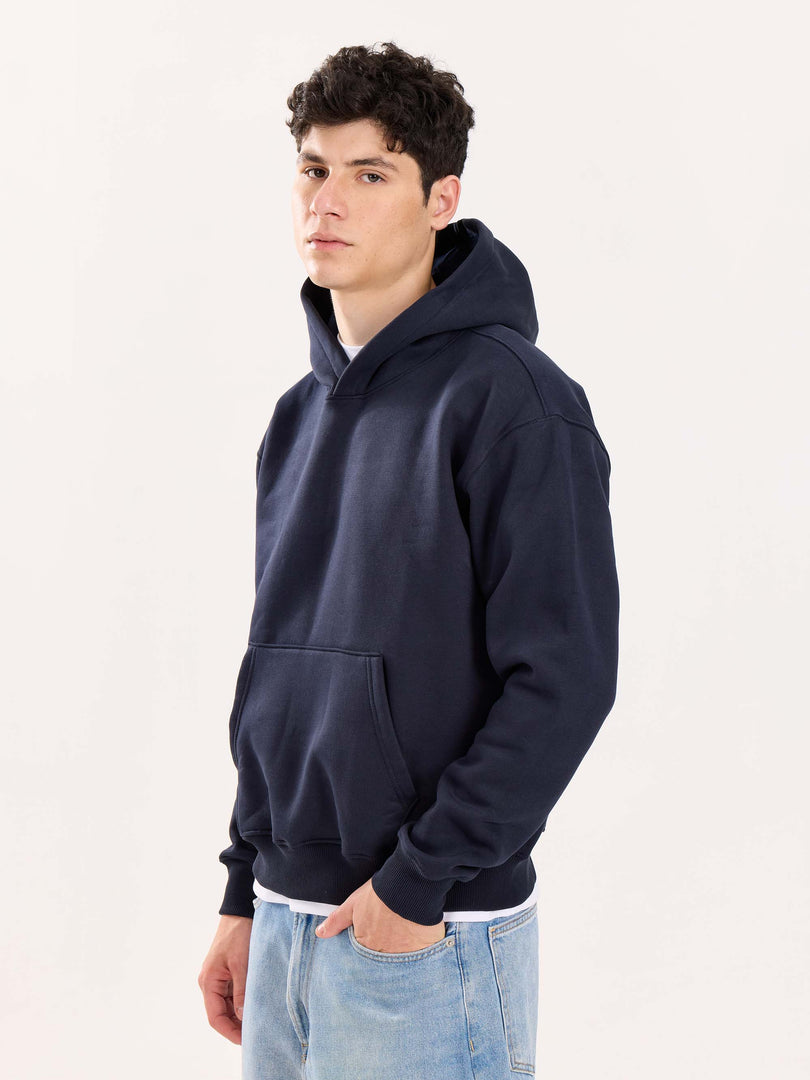 Dark Blue Cropped Fit Hoodie