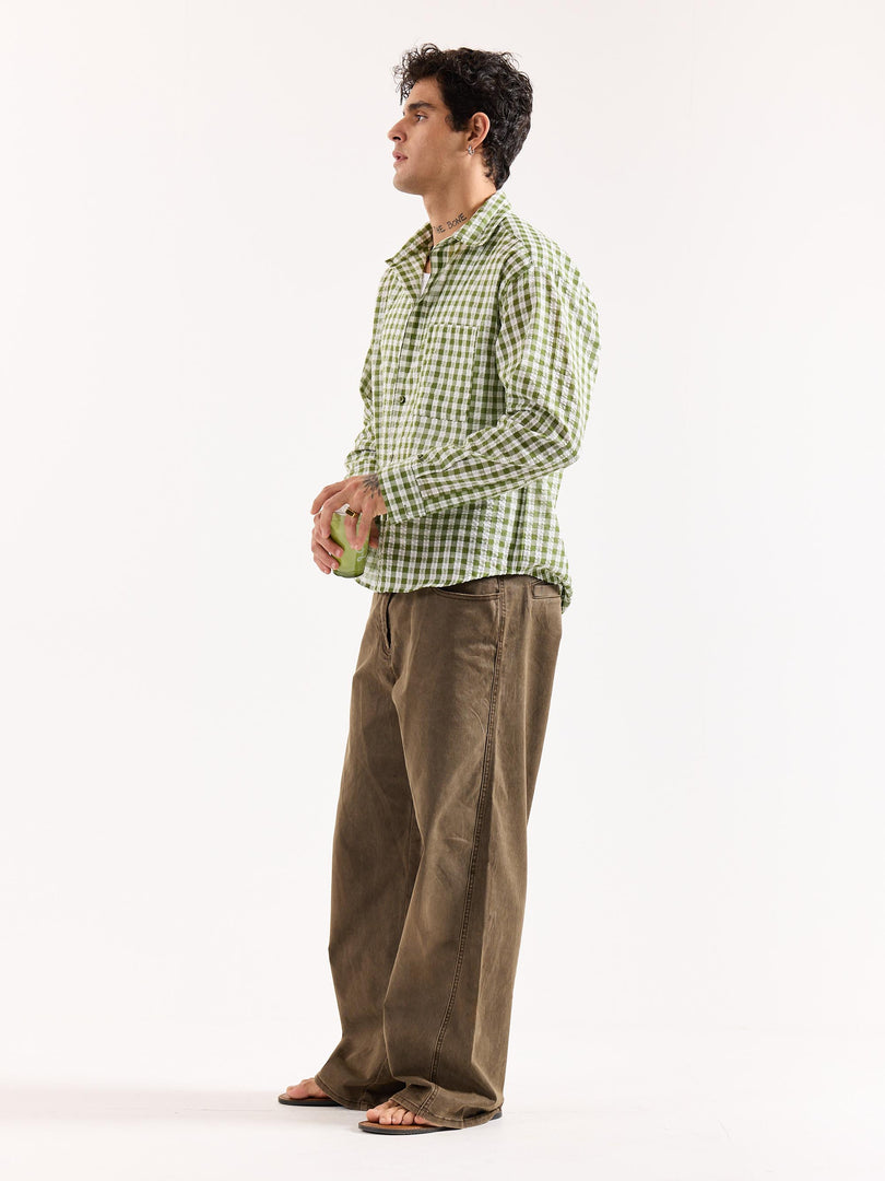 Matcha Seersucker Oversized Shirt