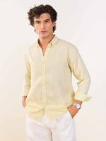 Load image into Gallery viewer, Light Yellow Textured Irish Linen Shirt
