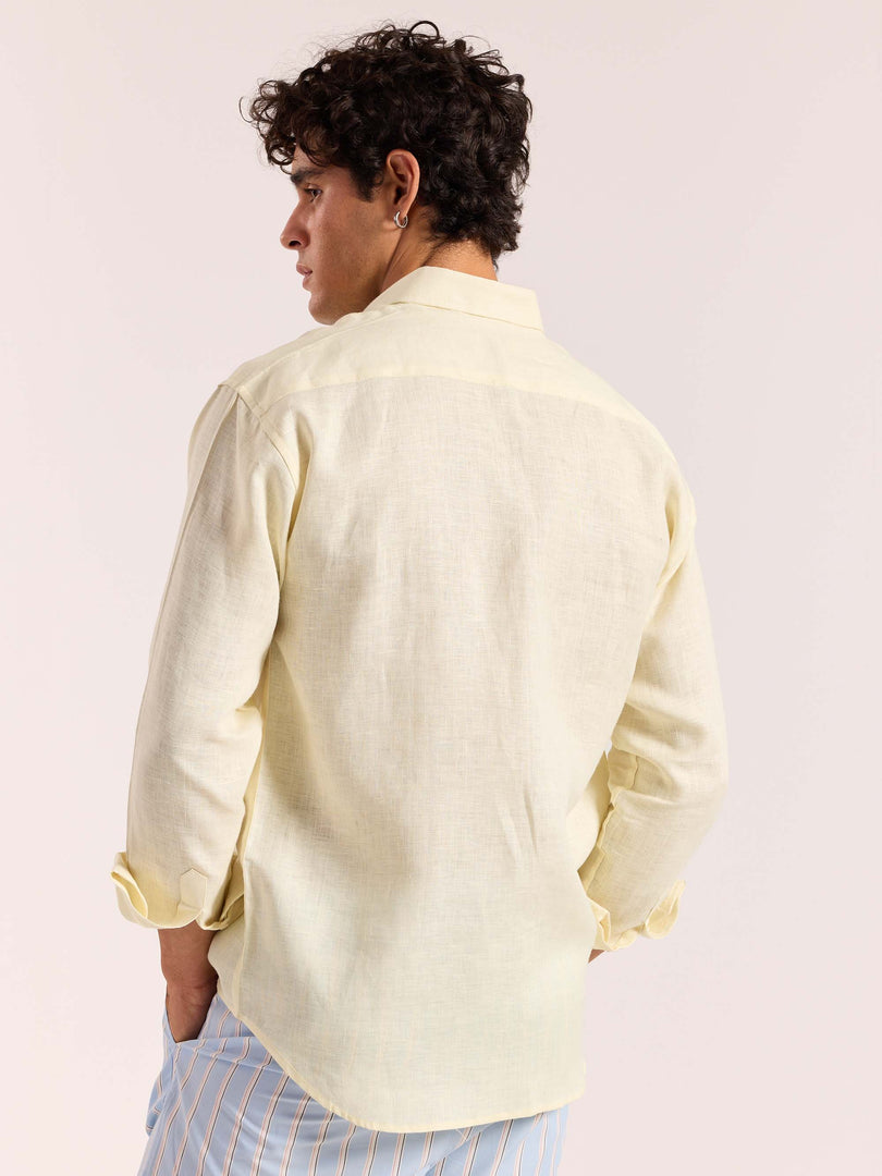 Light Yellow 60s Lea Linen Shirt