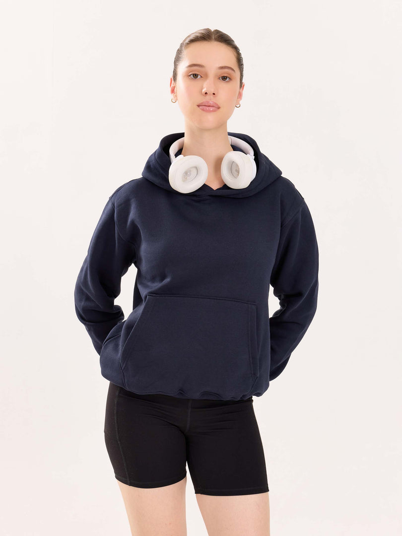 Dark Blue Cropped Fit Hoodie