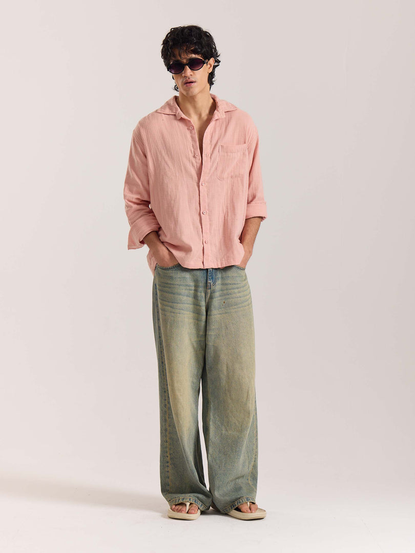 Salmon Pink Gauze Holiday Shirt