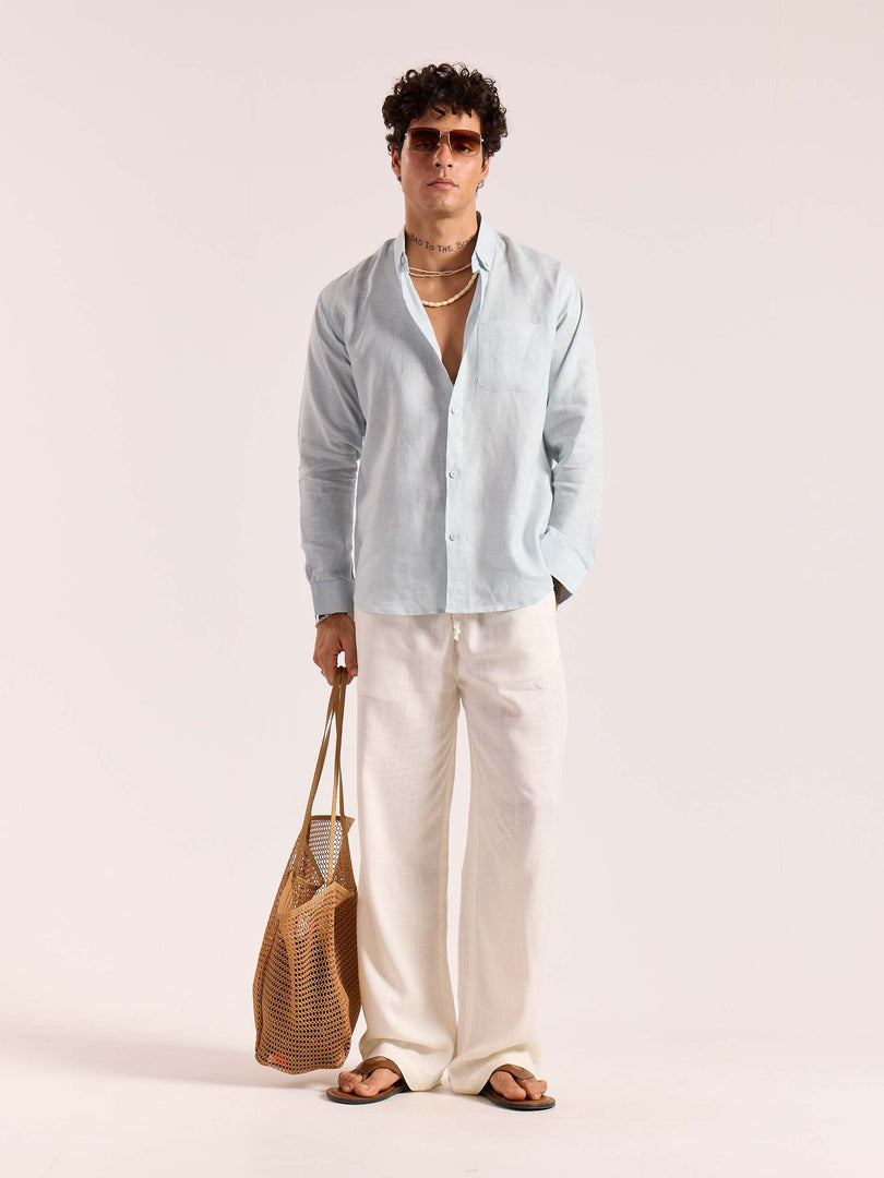 Ice Blue 60s Lea Linen Shirt