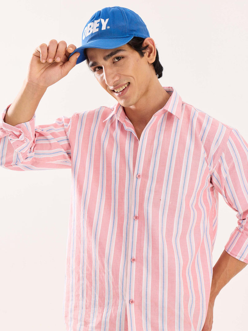 Peach Striped Oxford Shirt