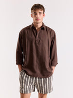Load image into Gallery viewer, Dark Brown Linen Blend Pullover