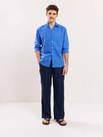 Load image into Gallery viewer, Navy Blue Linen Pull-on Pants
