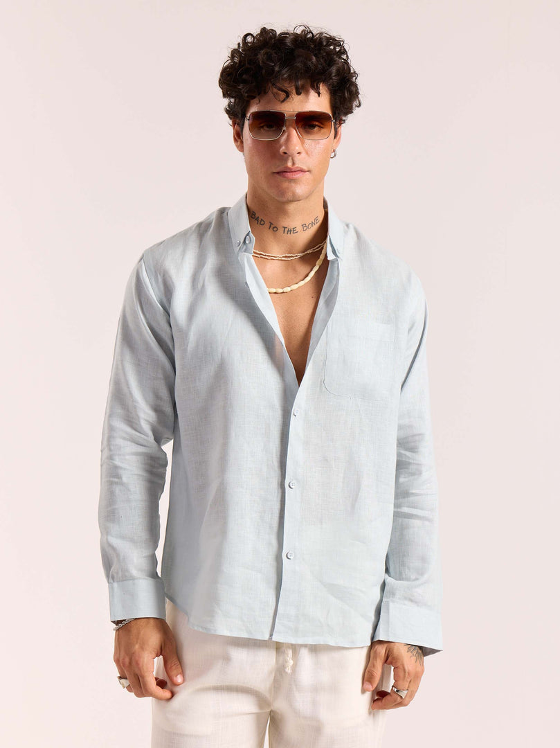 Ice Blue 60s Lea Linen Shirt