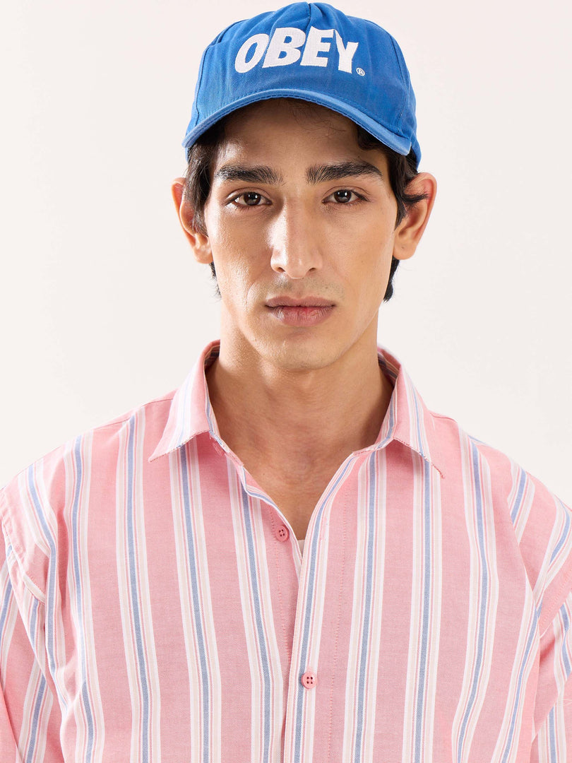 Peach Striped Oxford Shirt