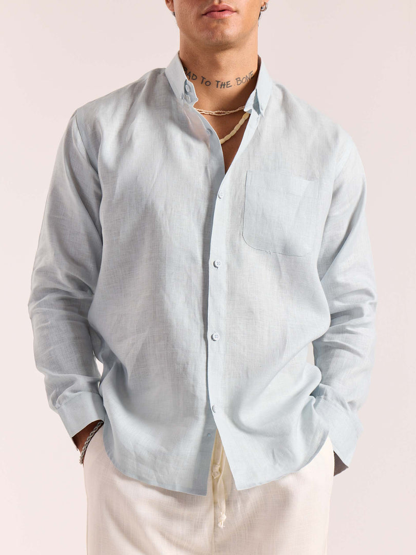 Ice Blue 60s Lea Linen Shirt