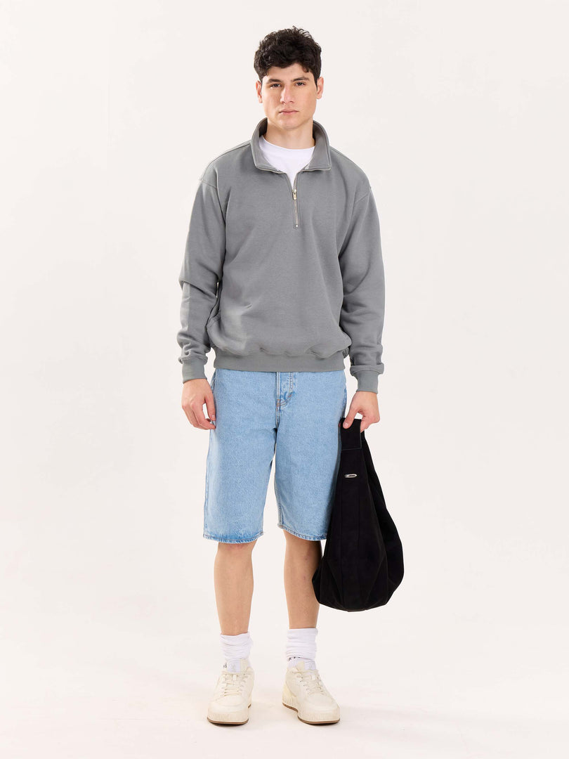Grey Quarter-Zip Sweatshirt