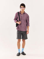 Load image into Gallery viewer, Burgundy Striped Poplin Shirt
