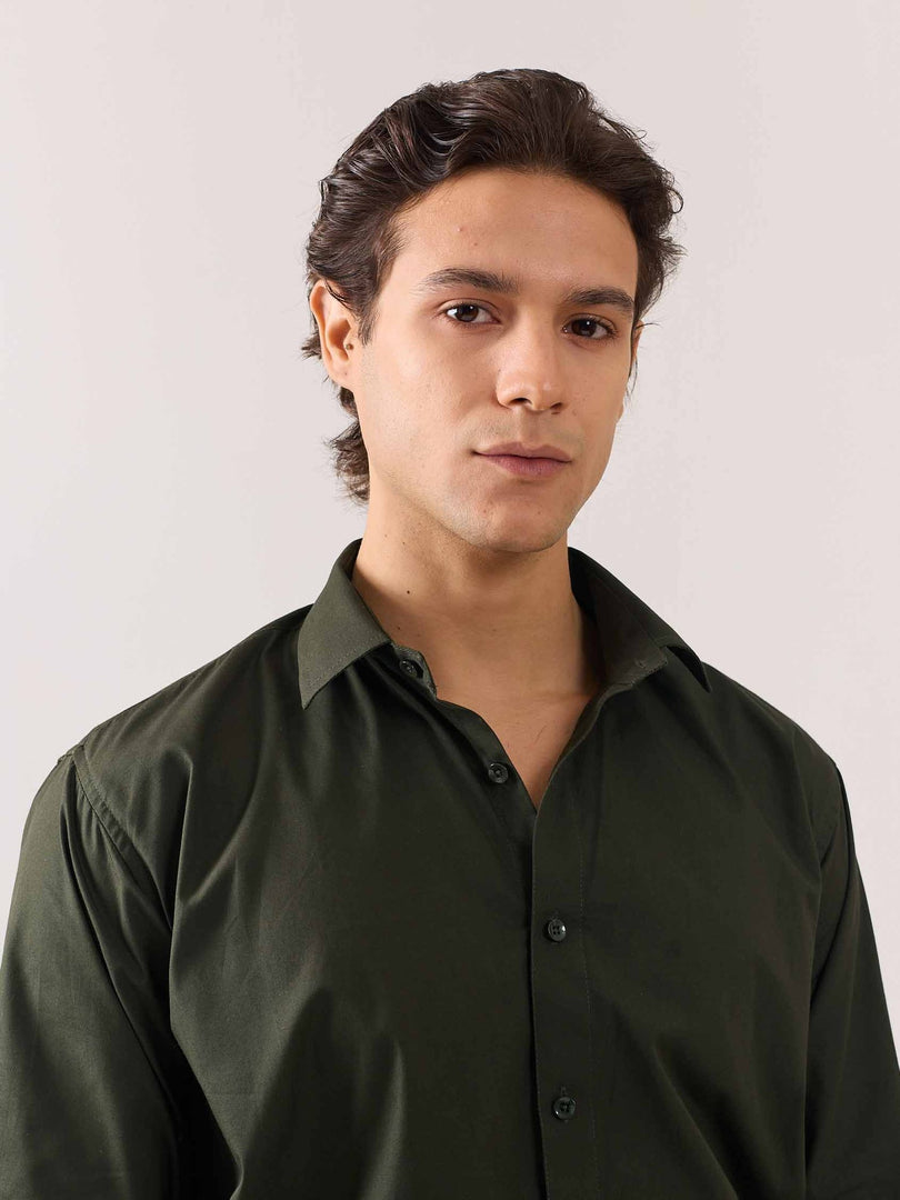 Dark Olive Poplin Shirt