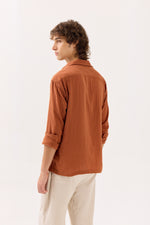 Load image into Gallery viewer, Rust Gauze Holiday Shirt
