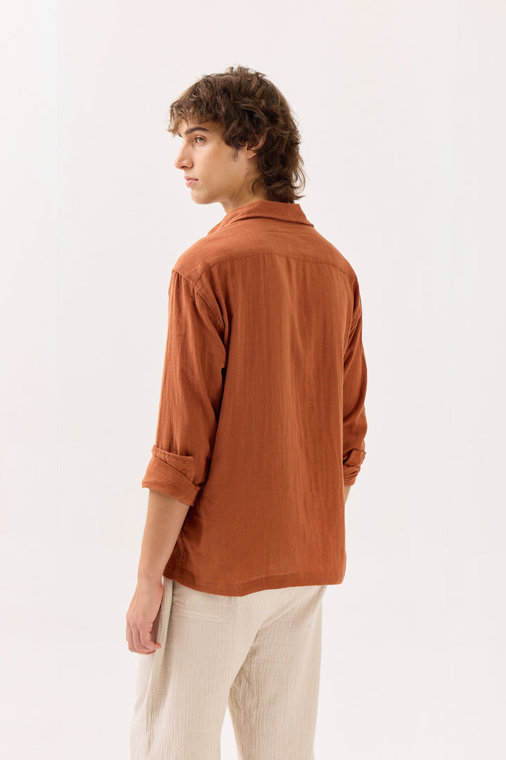 Rust Gauze Holiday Shirt