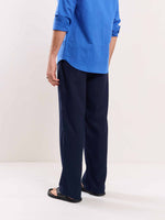 Load image into Gallery viewer, Navy Blue Linen Pull-on Pants
