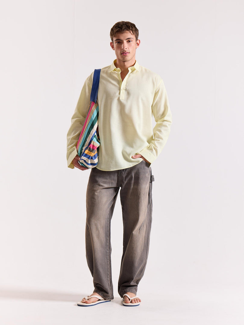 Light Yellow Linen Blend Pullover