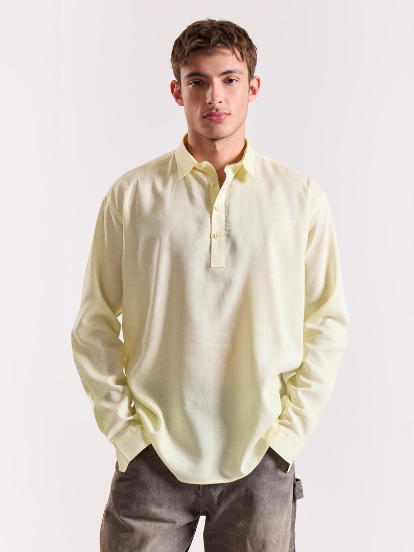 Light Yellow Linen Blend Pullover