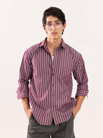Load image into Gallery viewer, Burgundy Striped Poplin Shirt
